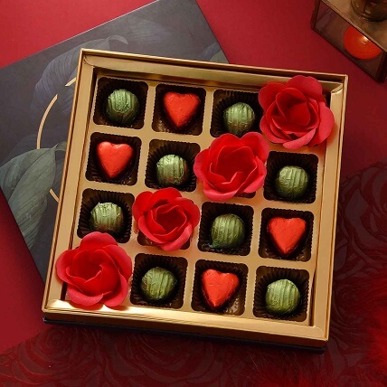 Heart & Red Rose Handmade Chocolate Box