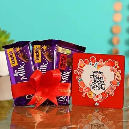 Love Quote Printed Table Top With Dairy Milk Combo