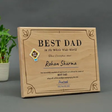 Best Dad Personalized Wooden Certificate Stand