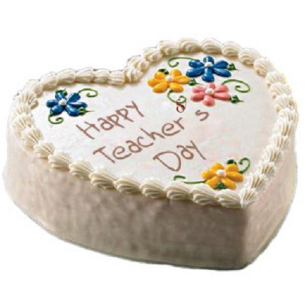 Heart Shaped Vanilla Teacher's Day Cake